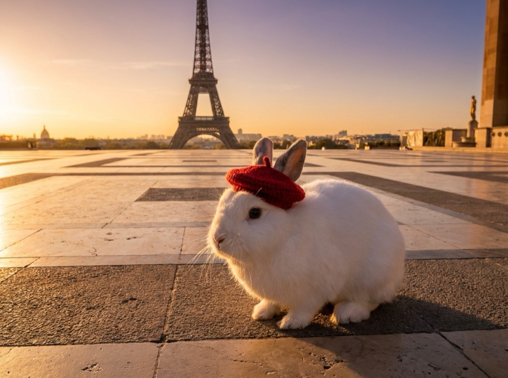 Morty at Eiffel Tower, Paris