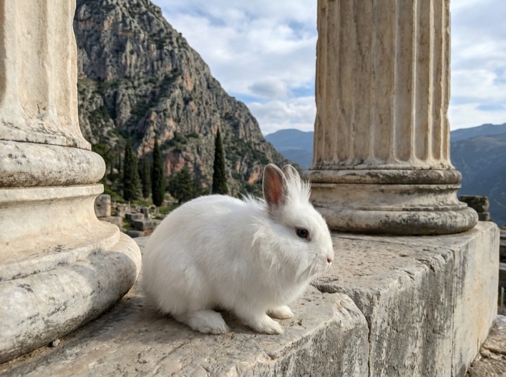 Morty at Temple of Apollo, Delphi