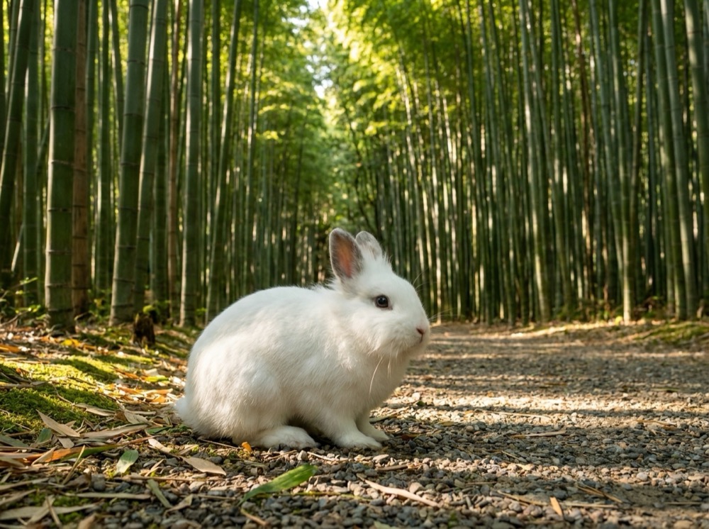 Morty at Arashiyama Bamboo Grove, Kyoto